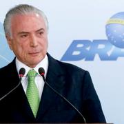 President Michel Temer under en presskonferens på söndagen.