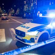 Avspärrningar på Rådmansgatan i centrala Malmö efter brottet.
