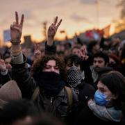 Demonstranter i Istanbul på torsdagen. 