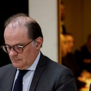 Centralbankschefen Emmanuel Moulin tillsammans med president Emmanuel Macron.