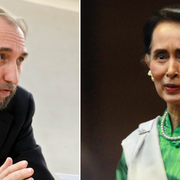 FN:s människorättschef Zeid Ra'ad al-Hussein och Burmas ledare Aung San Suu Kyi.