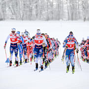 Emma Ribom var med i täten i början av loppet.