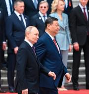 Rysslands president Vladimir Putin tillsammans med Kinas president Xi Jinping, arkivbild. 