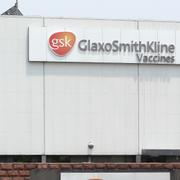 A Glaxo Smith Kline logo is displayed outside their facilities in Shanghai