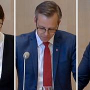 Mikael Damberg (S), Lise Nordin (MP) och Jonas Sjöstedt (V).