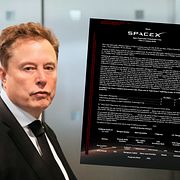 Musk och skärmdump från Space X-prospektet. 