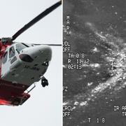 Sjöfartsverkets helikopter AW 139 och bild från haveriplatsen den 8 januari.