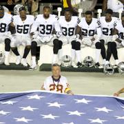 Oakland Raiders-spelare under gårdagen.