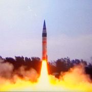 Arkivbild från tidigare testskjutning med Agni-V. 