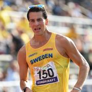 Perseus Karlström, Sverige, vann 10 000 meter gång på 38:03, den sjätte snabbaste tiden genom tiderna, under Finnkampen 2019 på Stockholm Stadion.