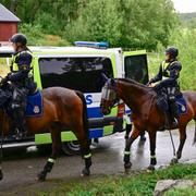 Poliser på plats under fredagen. 