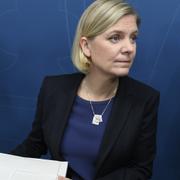 Illustrationsbild. Finansminister Magdalena Andersson (S) när hon presenterade övergångsregeringens budget i höstas. 