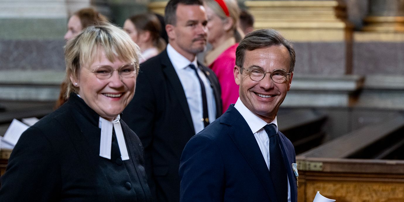 Statsminister Ulf Kristersson (M) och Birgitta Ed.