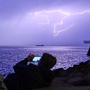 Arkivbild av ett blixtnedslag i Malmö i slutet av juni.