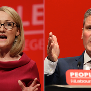 Rebecca Long-Bailey och Keir Starmer.