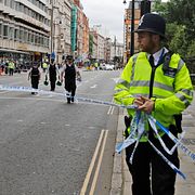 Polis vid brottsplatsen på Russel Square i London, 4 augusti 2016.