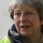 Theresa May under ett besök på en byggarbetsplats i London tidigare i mars.