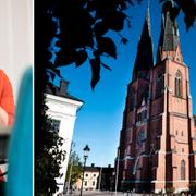 Swedbanks koncernchef Birgitte Bonnesen och domkyrkan i Uppsala. 