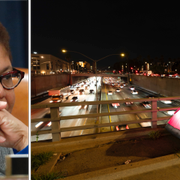 Karen Bass/Arkivbild på tält på gatan i Los Angeles. 