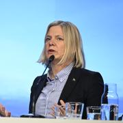 Socialdemokraternas partiledare Magdalena Andersson (S) talar på Folk och Försvar i Sälen.