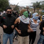 Arkivbild från den 22 december. Demonstranter protesterar mot vad de menar är valfusk i Honduras huvudstad Tegucigalpa. 