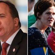 S-ledaren Stefan Löfven t.v, Moderaternas Anna Kinberg Batra och Centerpartiets Annie Lööf t.h.