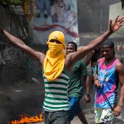 Demonstranter i Haiti.