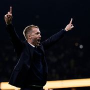 Graham Potter firar under matchen mot Polen 28 september.