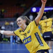 Sveriges Kristin Thorleifsdottir jublar efter mål under matchen