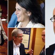 Arkivbilder: Anne Krueger, Carmen Reinhart, Paul Romer och Kenneth Rogoff.