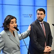 Liberalernas partiledare Simona Mohamsson (L) och Sverigedemokraternas Jimmie Åkesson (SD).