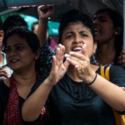 Läkare protesterar i Calcutta.