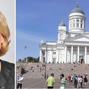 Päivi Räsänen och domkyrkan i Helsingfors.