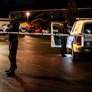 Polis på plats under gårdagen. 