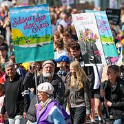Protest i Magdeburg före lokalvalet.