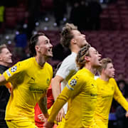 Bodö/Glimt players firar efter matchen i Madrid.