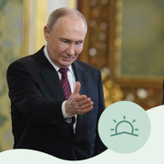 Vladimir Putin nobbar dagens Ukrainamöte.