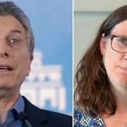 Argentinas president Mauricio Macri och EU:s handelskommissionär Cecilia Malmström (L).