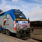 Ett iranskt tåg på en linje som sträcker sig in i grannlandet Afghanistan, fotograferat 2020.