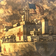 En AI-bild på sjukhusbåten som Trump publicerade på Truth Social.