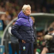 Pia Sundhage under Brasiliens VM-match mot Jamaica.