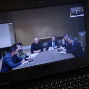 Bild från förberedelse av samtalen som Ukrainas president Volodymyr Zelenskyj laddat upp på X.