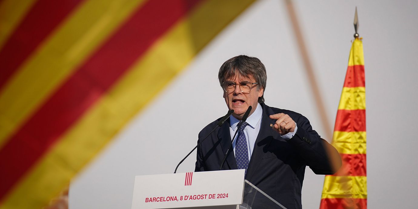Carles Puigdemont drev på för katalansk självständighet 2017. Sedan dess har stödet minskat och hans parti Junts tappat mark.