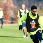 Jimmy Durmaz under landslagets träning på Bosön i Stockholm på tisdagen.