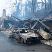 Förödelsen efter branden i Gatlinburg, Tennessee, 29 november, 2016.