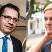 Hans Lindberg, vd för Bankföreningen och finansminister Magdalena Andersson (S). 