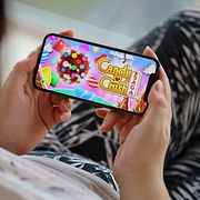 Candy crush, spelapp. Arkivbild.