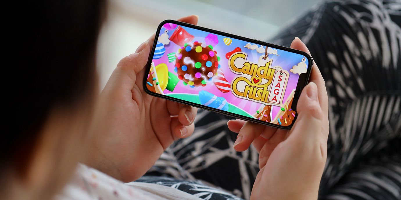 Candy crush, spelapp. Arkivbild.