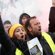 ”Gula västarna” protesterar i Paris den 19 januari 2019. 