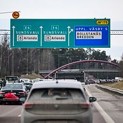 Bilköer på E4:an i Stockholm, arkivbild.